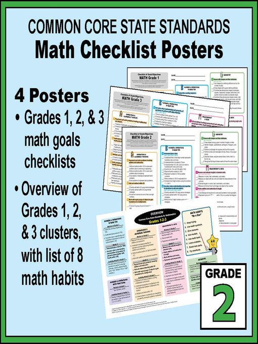 Title details for Grade 2 Common Core Math Standards Posters ~ CCSS Overview & Checklists by K-8 MathPaths - Available